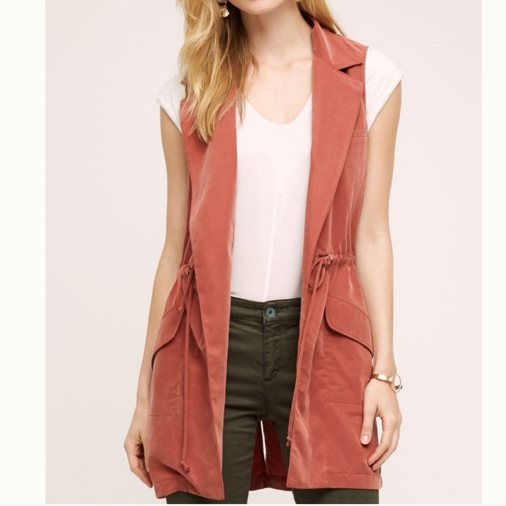 Anthropologie Elevenses Old Town Vest In Salmon